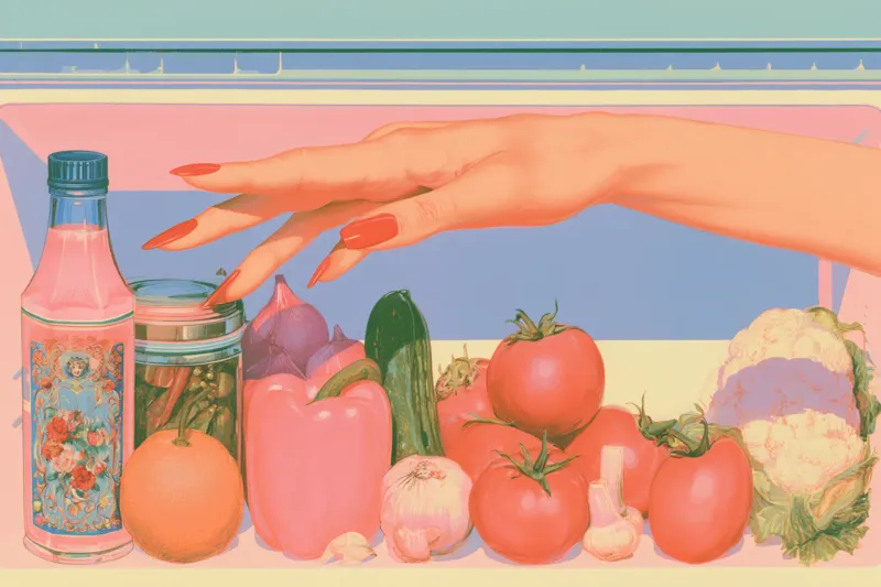 Hyperreal retro airbrush, 1980s cookbook