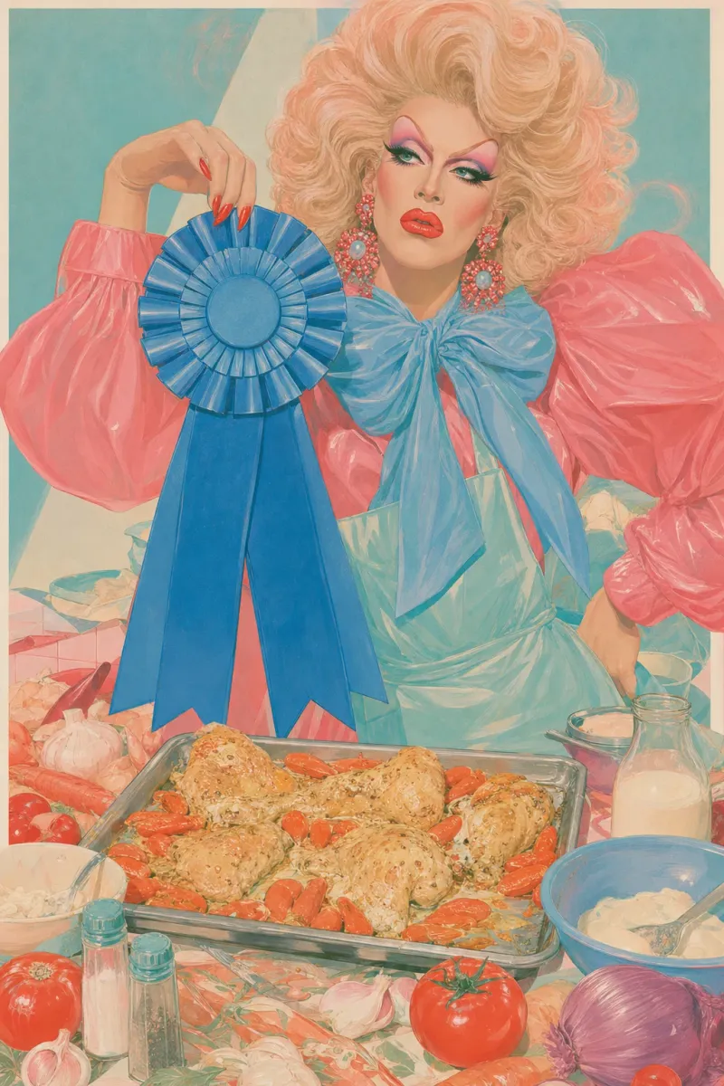 Outtake, sheet pan chicken carrots rosette