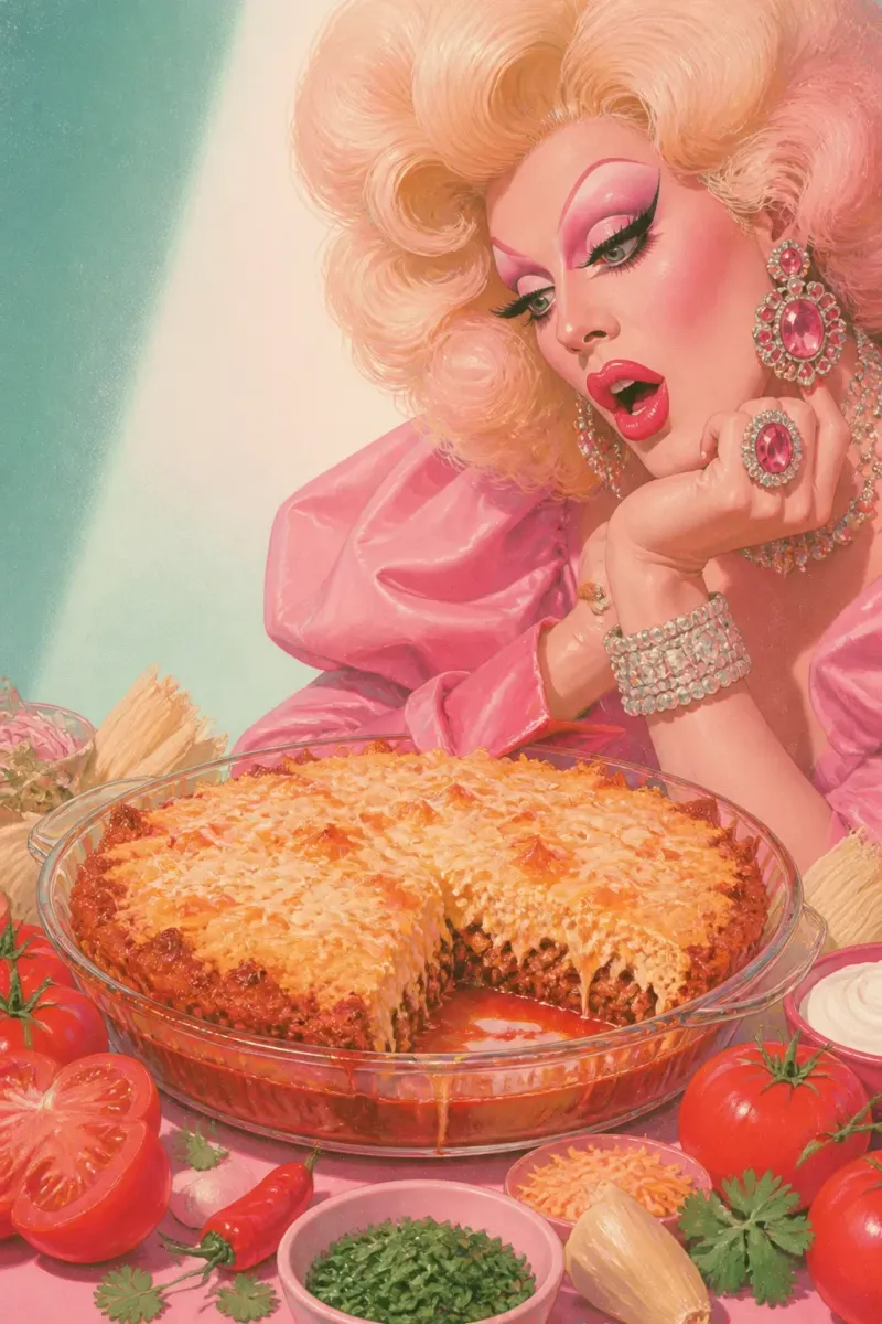 Outtake, chicken tamale pie